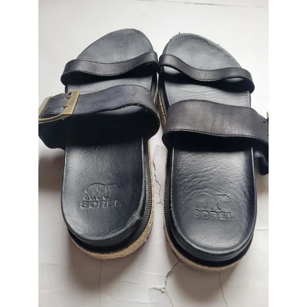 Sorel Women's Roaming Buckle Slide Sandals featuring a leather upper Size 8 - Picture 6 of 8